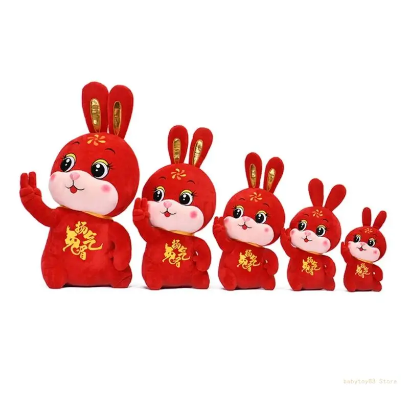 Y4UD Chinese Rabbit Plush Toy Rabbit New Year Chinese Rabbit