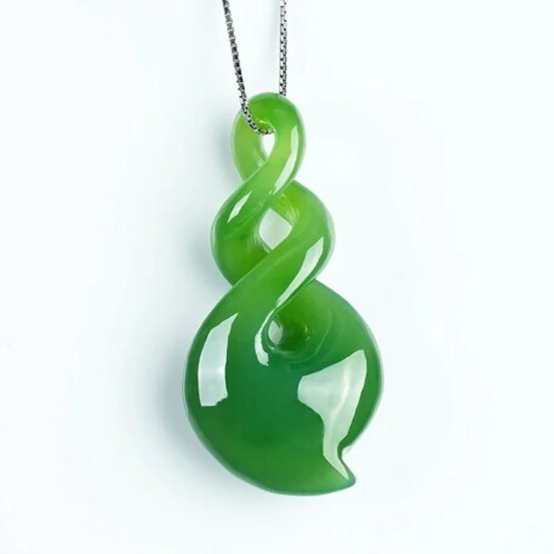 Collar de plata con colgante de Jade chino tallado a mano Natural, venta al por mayor, compra auténtica a granel