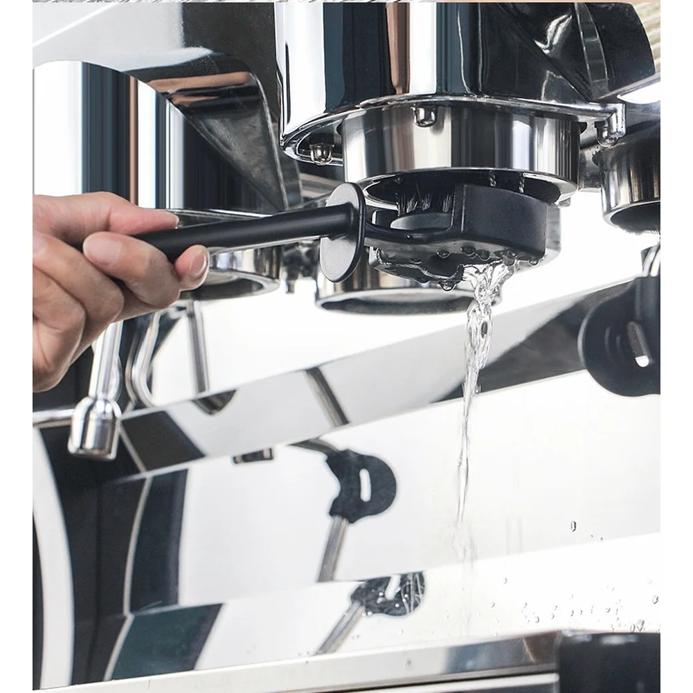 51mm Coffee Machine Cleaning Brush With Ergonomic Handle And Water Shield For Safe Brew Head Maintenance Black