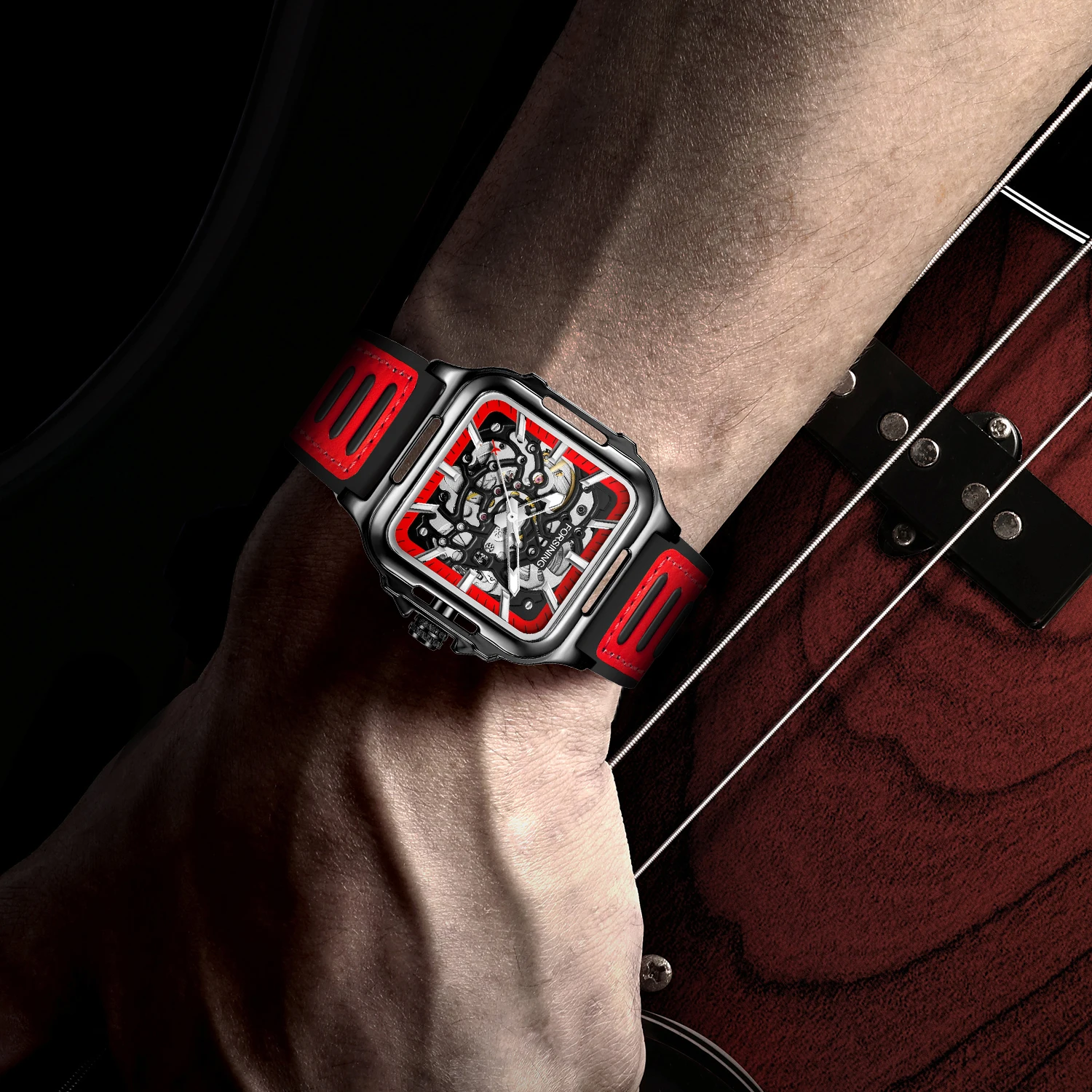 FORSINING8286 Fully Automatic Mechanical Watches for Man with Hollowed Out Dial Luminous Waterproof Watches for Man Reloj Hombre