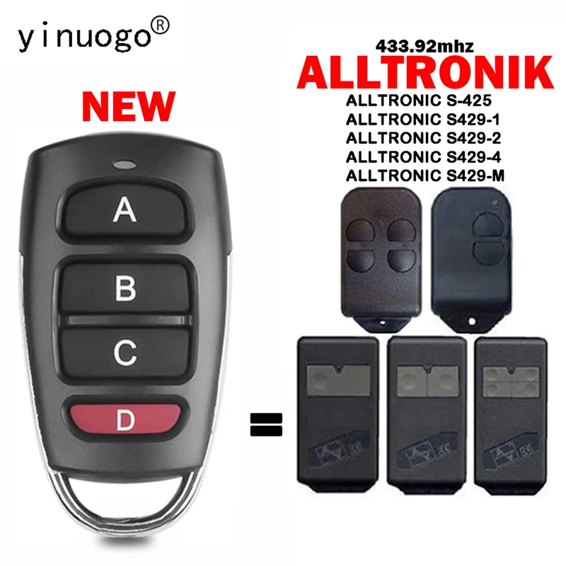 Cloned Version Of ALLTRONIK S429-MINI S429-1 S429-2 S429-4 Garage Door Opener With Fixed Password, 433.92MHz.