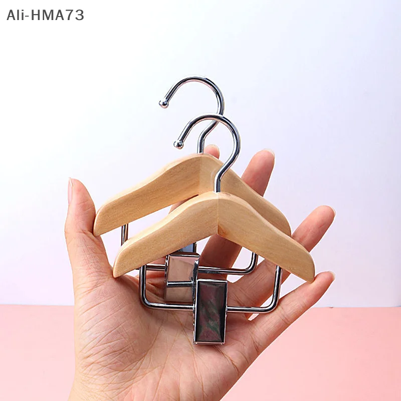 HMA73-Mini شماعات ملابس قسط الخشب شماعات ملابس الطفل مع مشبك عدم الانزلاق العملي خطاف ملابس الحيوانات الأليفة خزانة شماعات