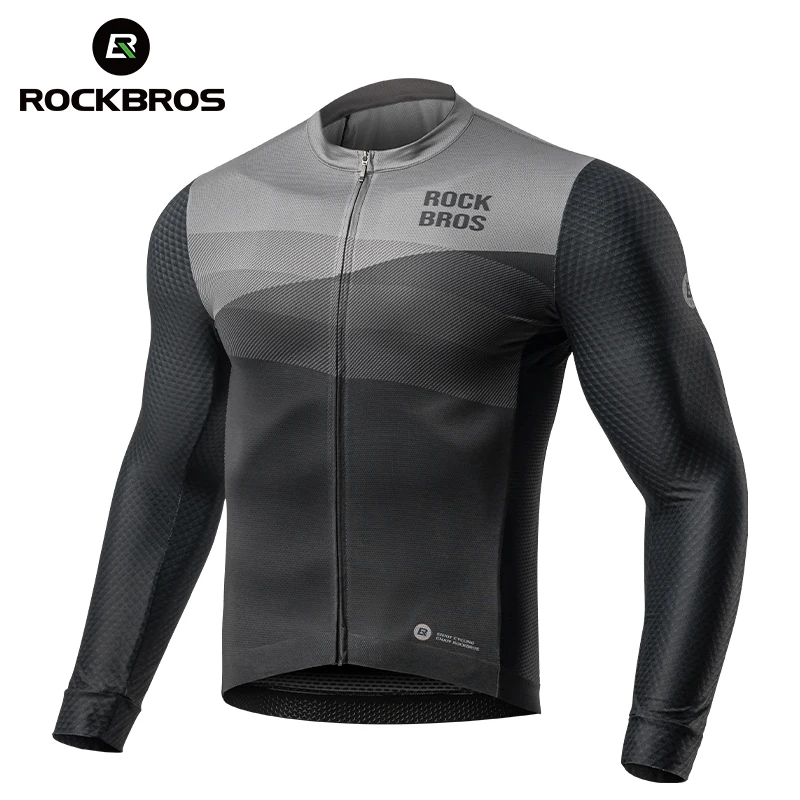 ROCKBROS Mens Bike Jacket Long Sleeves Tops Spring Summer Quick Dry Anti-sweat Sportswear MTB Road Cycling Bicycle Jerseys