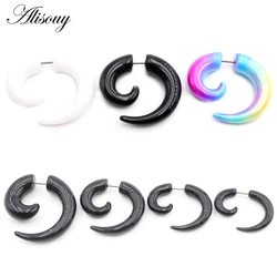 Alisouy 2PCS Black Acrylic Fake Cheater Spiral Ear Tunnel Plugs Taper Stretcher Expander Gauge Earring Piercing Body Jewelry
