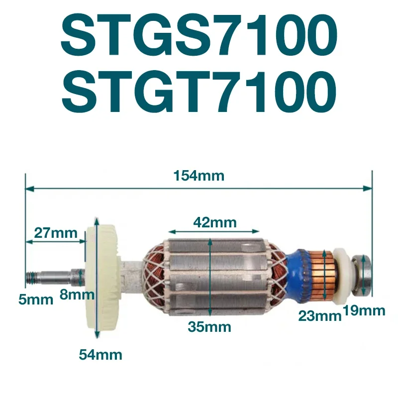 

AC220-240V Armature Rotor for Stanley STGS7100 STGT7100 Angle Grinder Power Tools Rotor Armature Anchor Replacement Accessories