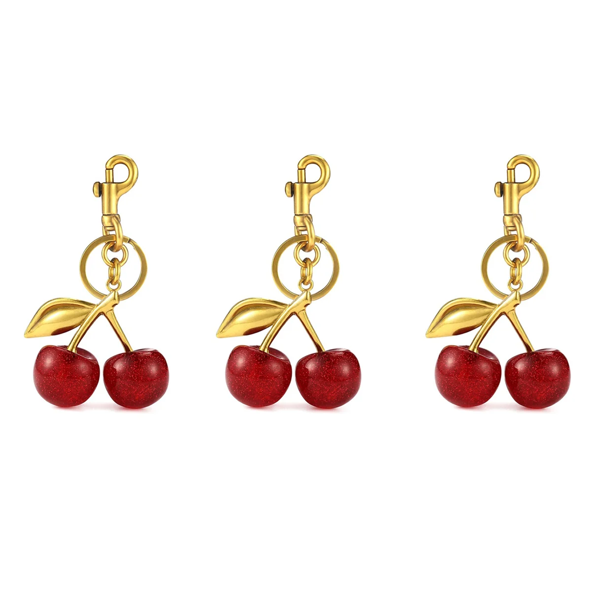 A72Z 3X Cherry Bag Charm en sleutelhanger accessoire portemonnee charme - perfecte mode-toevoeging voor dagelijkse stijl en