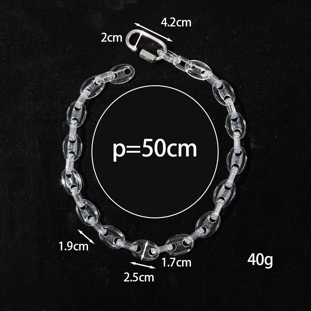 Rock Acrylic Pig Nose Choker Necklace Men Women New Iridescent Clear Coffee Bean Chain Lock Pendant Collar Punk Jewelry Gifts