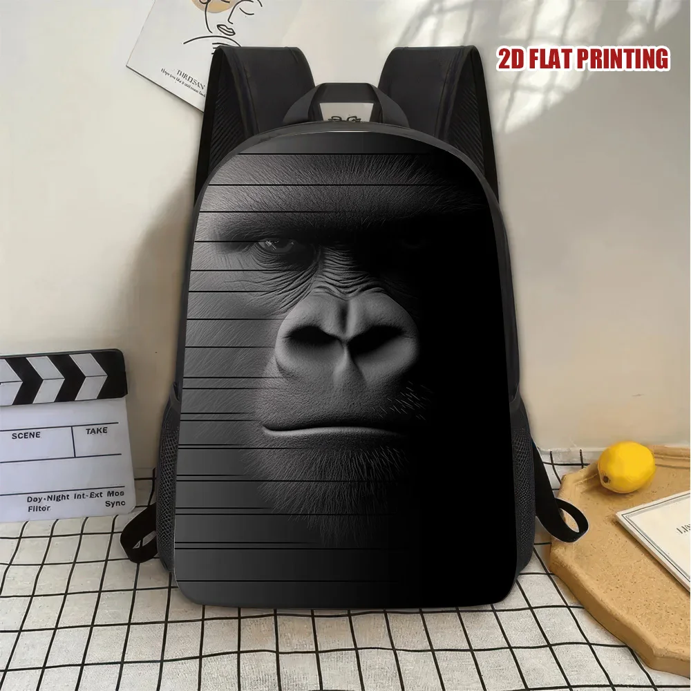 

1 stylish gorilla print backpack - lightweight polyester material, adjustable removable shoulder strap, zipper closure design