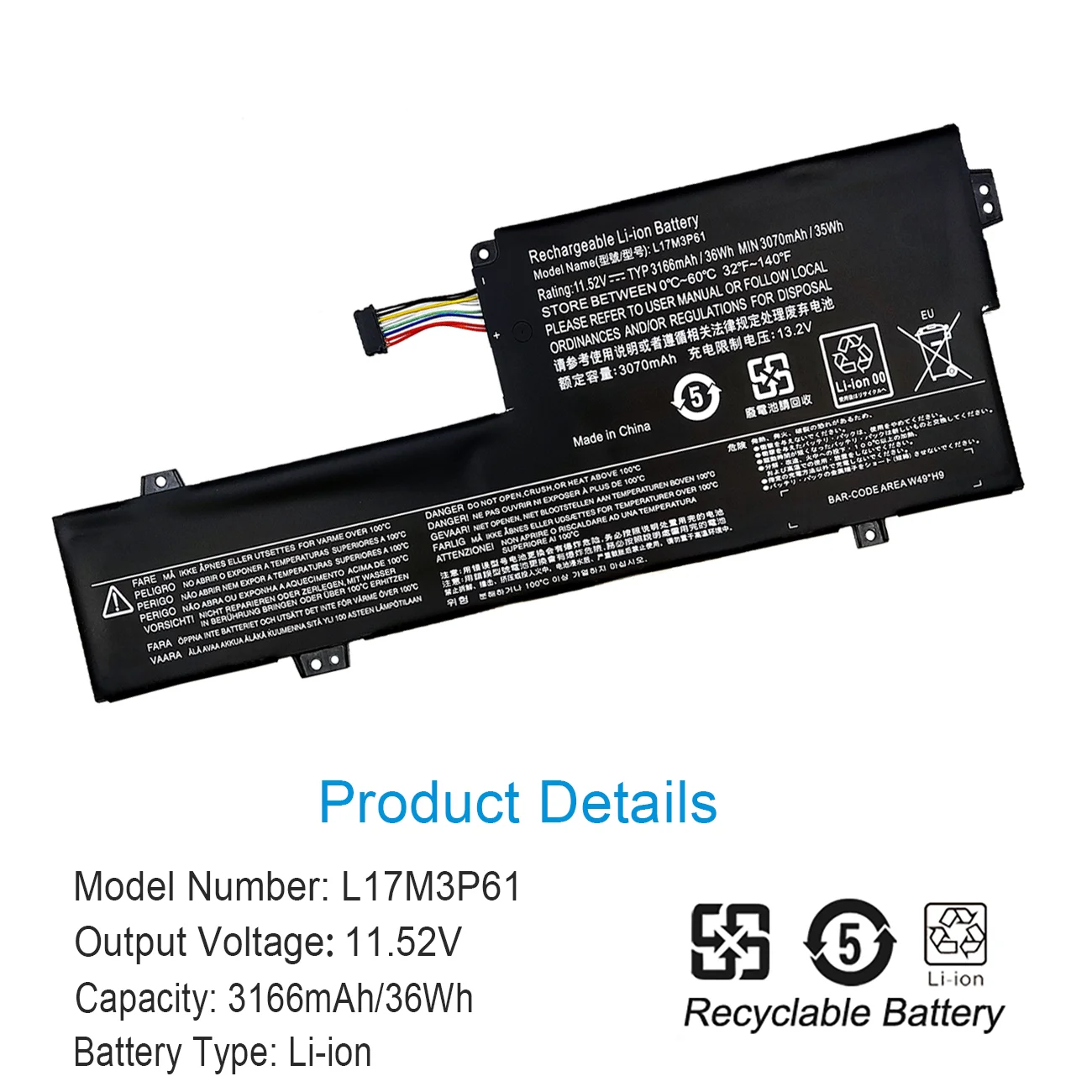 Nobi L17L3P61 L17C3P61 L17M3P61 Laptop Battery For Lenovo IdeaPad 320S-13IKB Yoga 720-12IKB 330-11IGM XiaoXin 7000-13 Free Tools