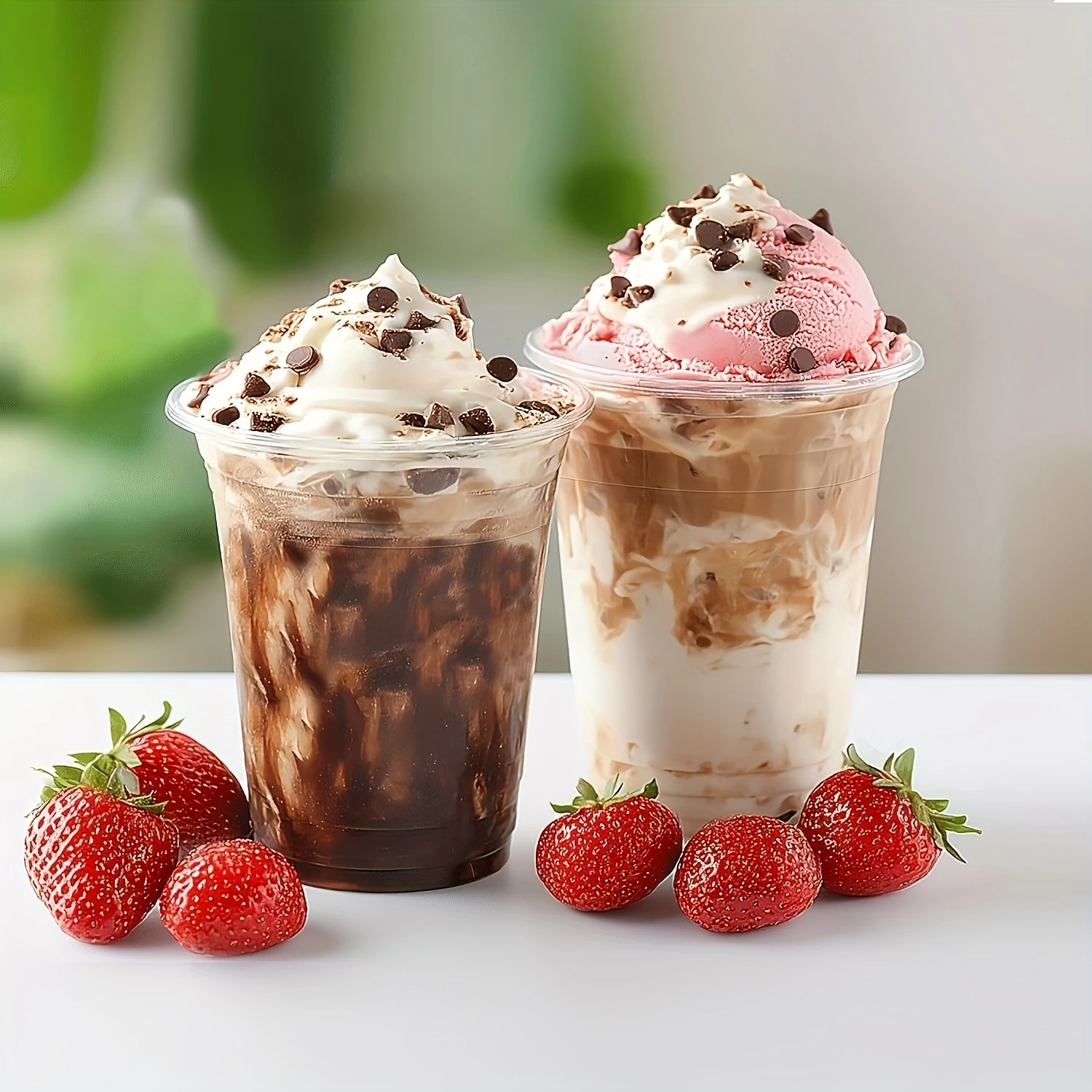 Vaso de plástico transparente con tapa plana y pajita, reutilizable, ideal para helados, café helado, eventos festivos, acampadas y fiestas.