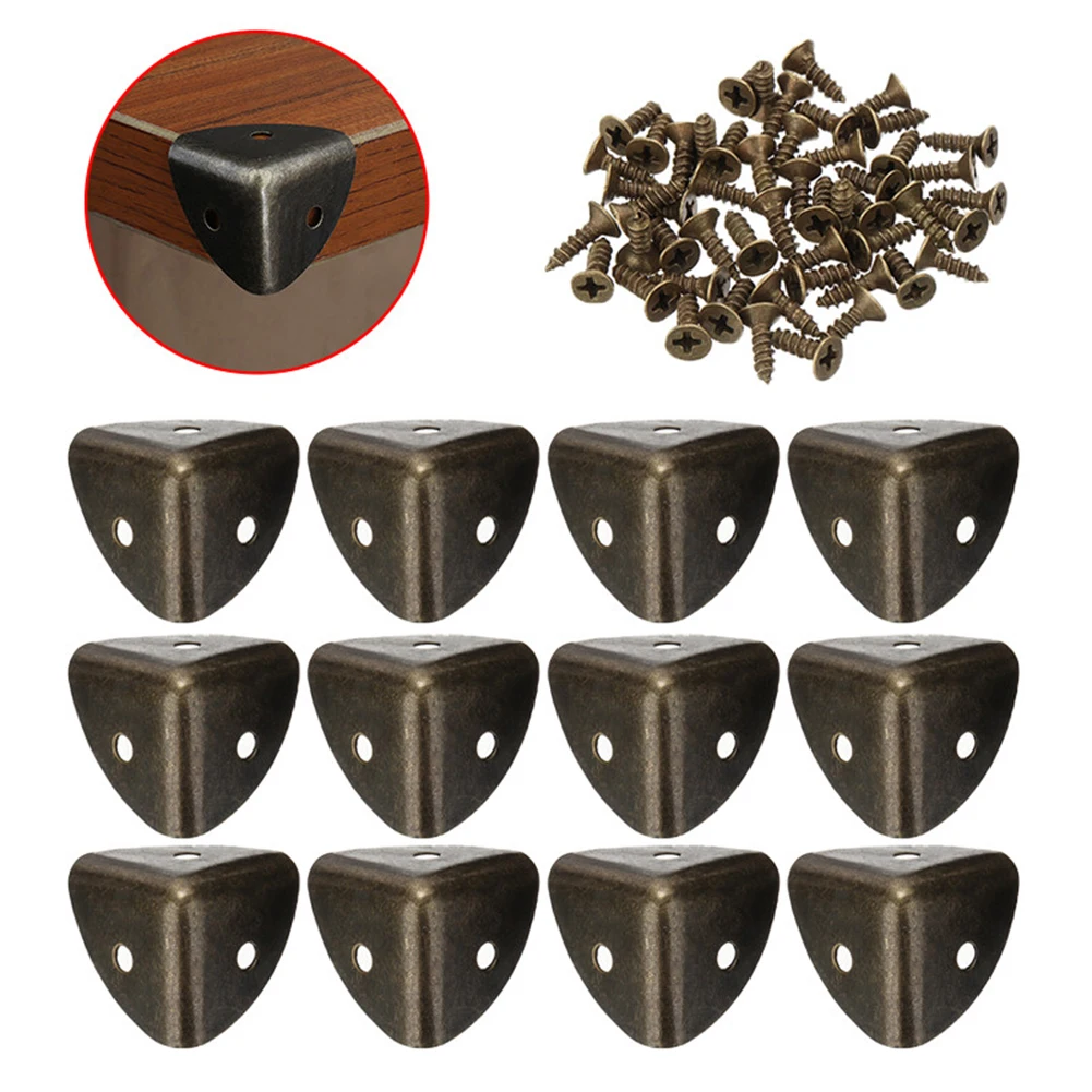 

12PCS Corner Guards Antique Iron Bronze Corner Wooden Box Edge Corner With Screws 2.5*2.5*2.5cm For Lovely Jewelry Box