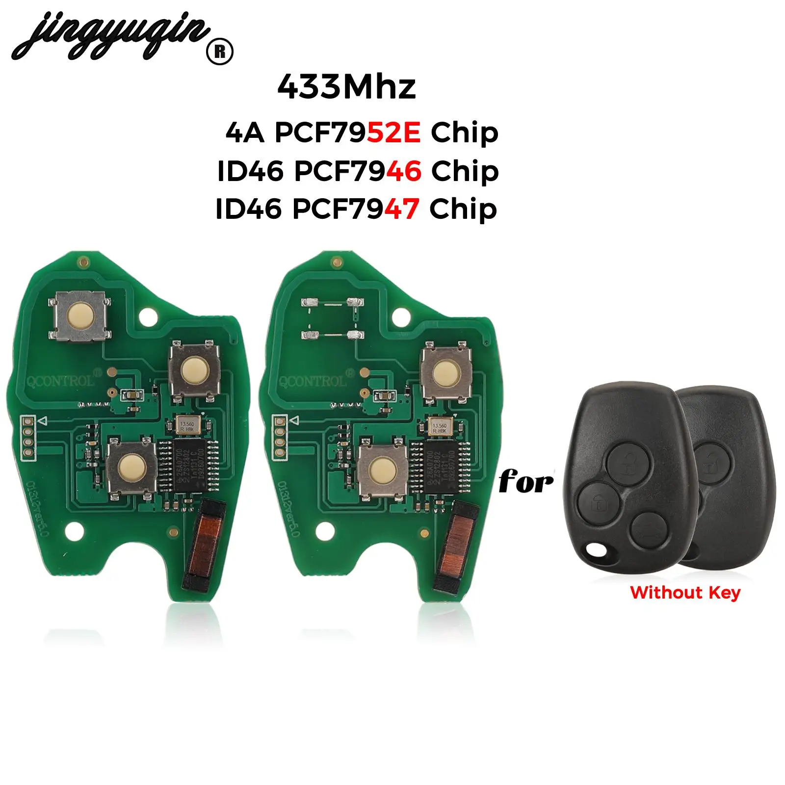 jingyuqin 10pcs For Renault Clio Scenic Kangoo Megane Remote Key Circuit Board 434Mhz PCF7952E 4A Chip ID46 PCF7946/47 Fob 2/3B