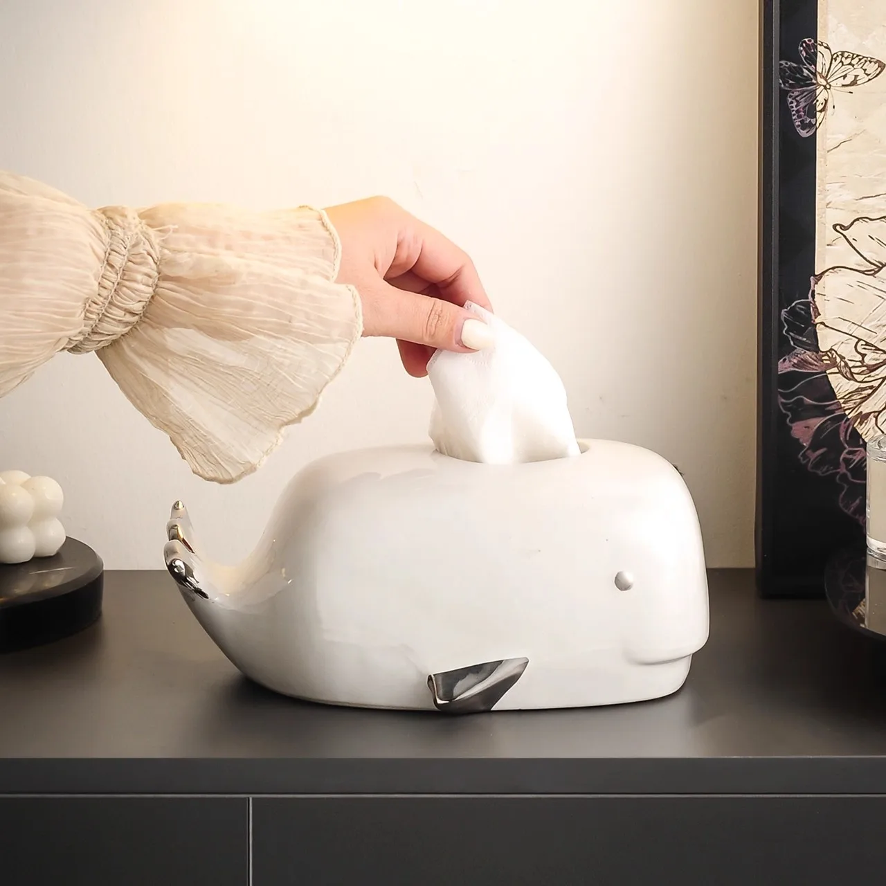 

Premium Whale Tissue Box Living Room Tea Table Creative Napkins Storage Ornaments Home Cartoon Cute Paper Box