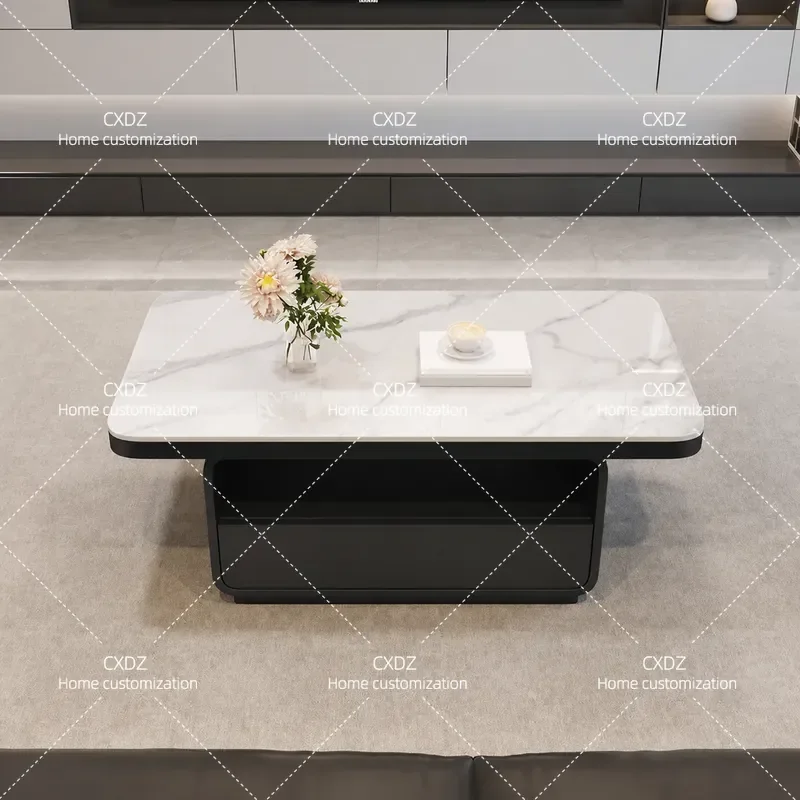 Simple Modern Rectangular Rock Slab Coffee Table for Living Room Light Luxury High End Small Apartment Tea Table