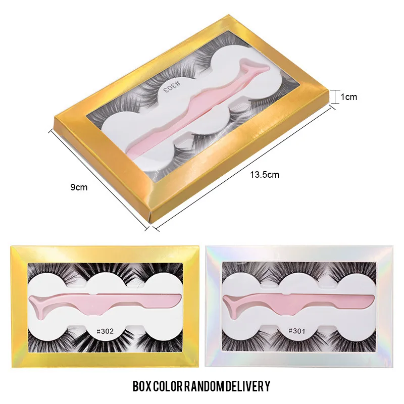 False Eyelashes with Tweezers 5D Three-dimensional Multi-layer Simulation Thick Curl Thickened Eyelashes Stock Wholesale