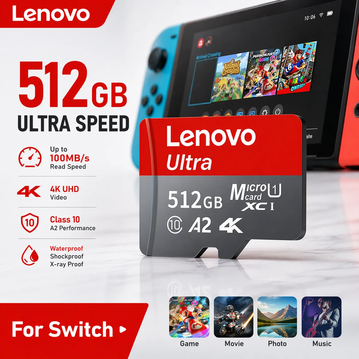 Lenovo NEW SD Memory Card 128GB 256GB 512GB Micro TF SD Card Flash Card V60 U3 Mini SD/TF Card Memory For Insta360 DJI Drone PC