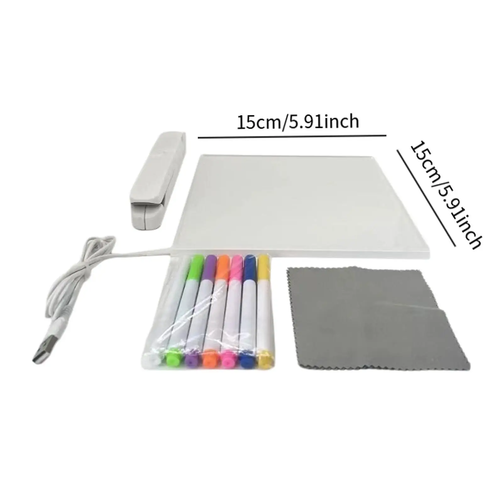 กระดานข้อความอะคริลิครวมถึงเครื่องหมายสร้างสรรค์ตกแต่งเดสก์ท็อป USB Erasable Drawing Board พร้อมไฟสําหรับโรงเรียน Office Home