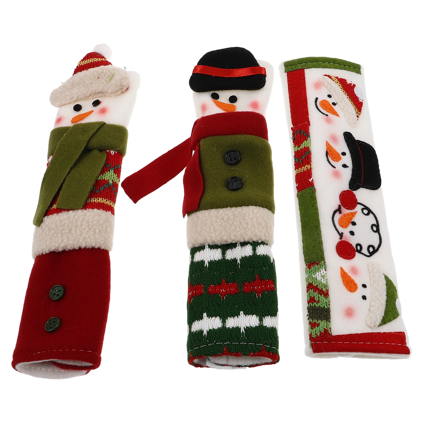 

3 Pcs Refrigerator Door Handle Christams Covers Christmas Fridge Decorations Protectors Protective Case Appliance