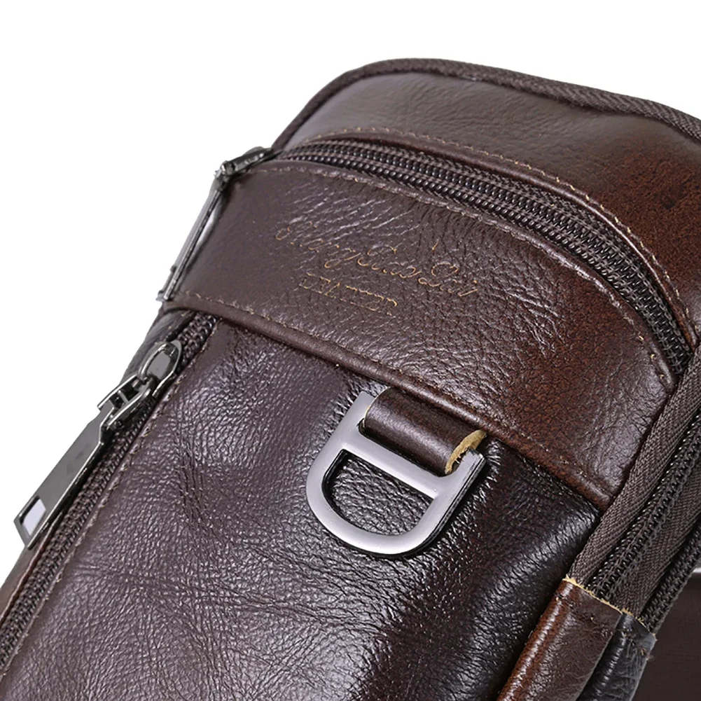Männer Stilvolle Umhängetasche Wasserdichte Hohe Qualität Leder Retro Fanny Pack Leichte Mode Sling Tasche Männlichen Reise Outdoor Tasche – Detail 5