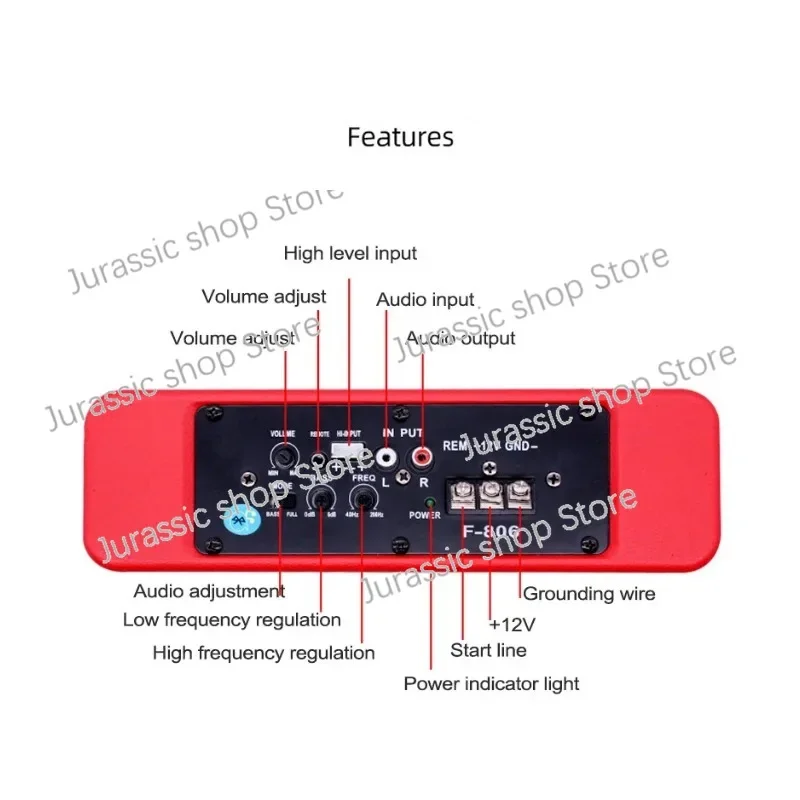 New 12V High-power Active Car Mounted Modified Speaker with Bluetooth 10 Inch Ultra-thin Subwoofer 600W