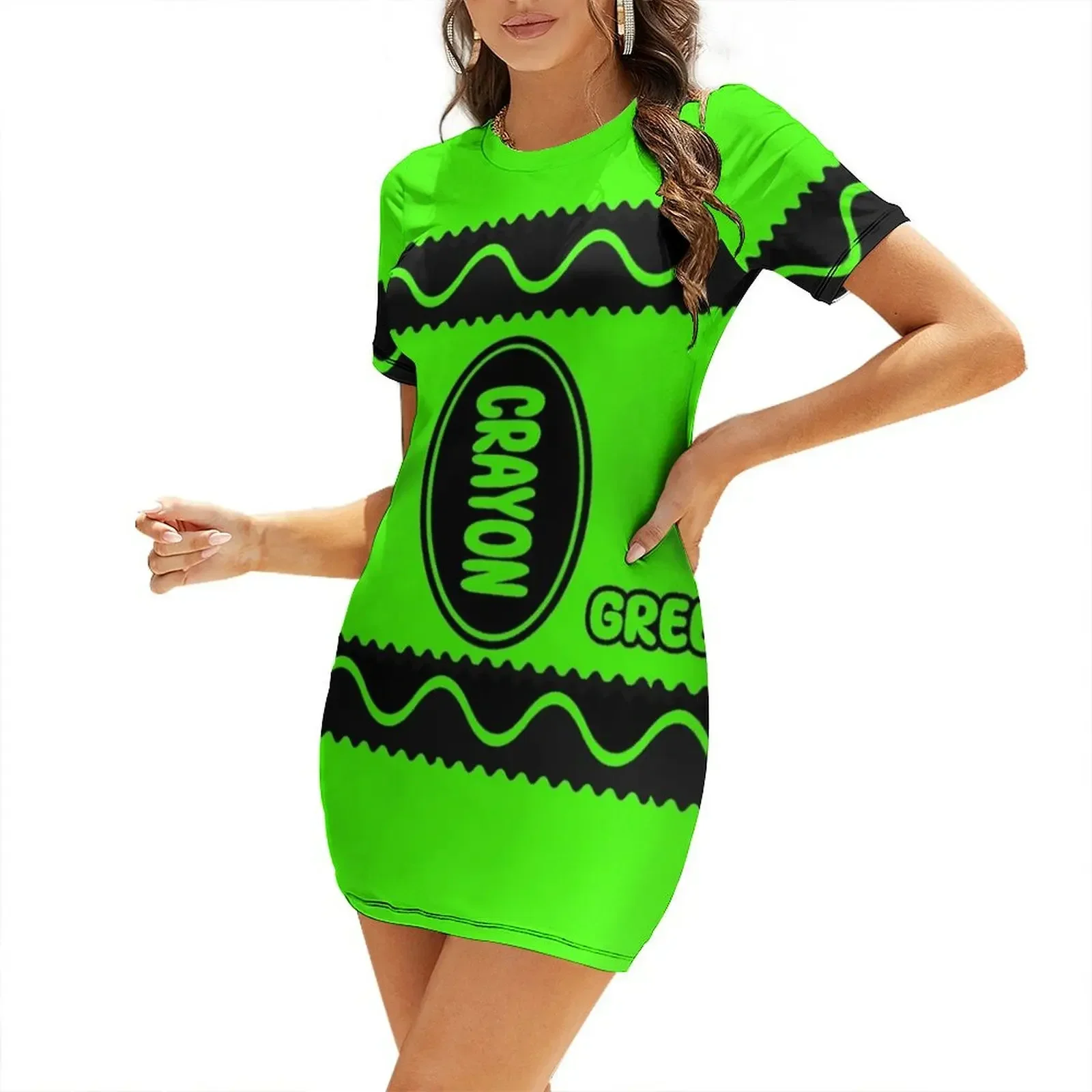 

crayon - halloween costume - green Short-Sleeved Dress dresses for women luxury dresses summer dress daily