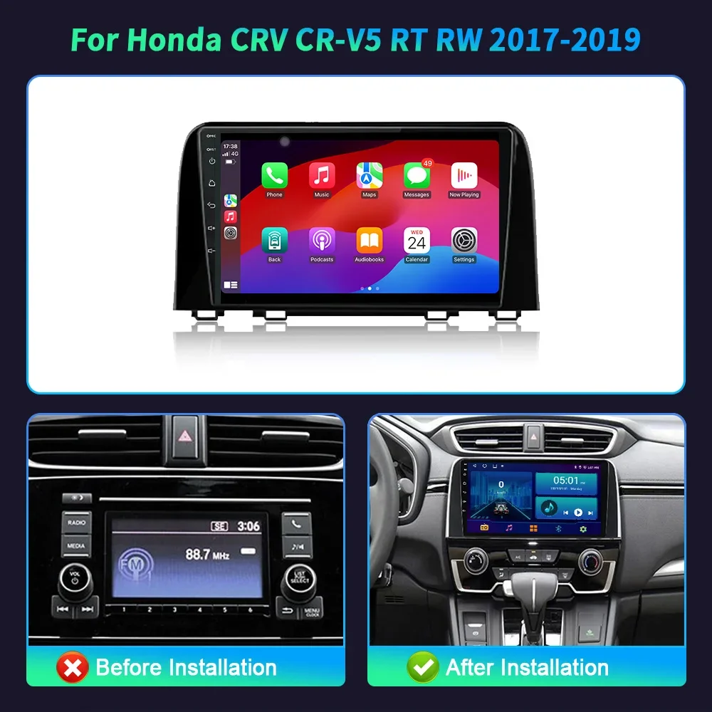 For Honda CRV CR-V5 RT RW 2017-2019 Android 14 Car Radio Multimedia 4G GPS Navigation Wireless Bluetoot CarPlay Screen Stereo