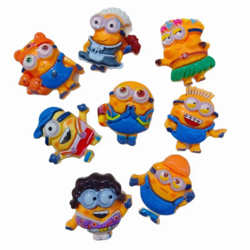 

New Cartoon Cute 8pcs Minions DIY Resin Jewelry Accessories Hair Clips Hair Rings Pendants Phone Cases Handmade Accessories