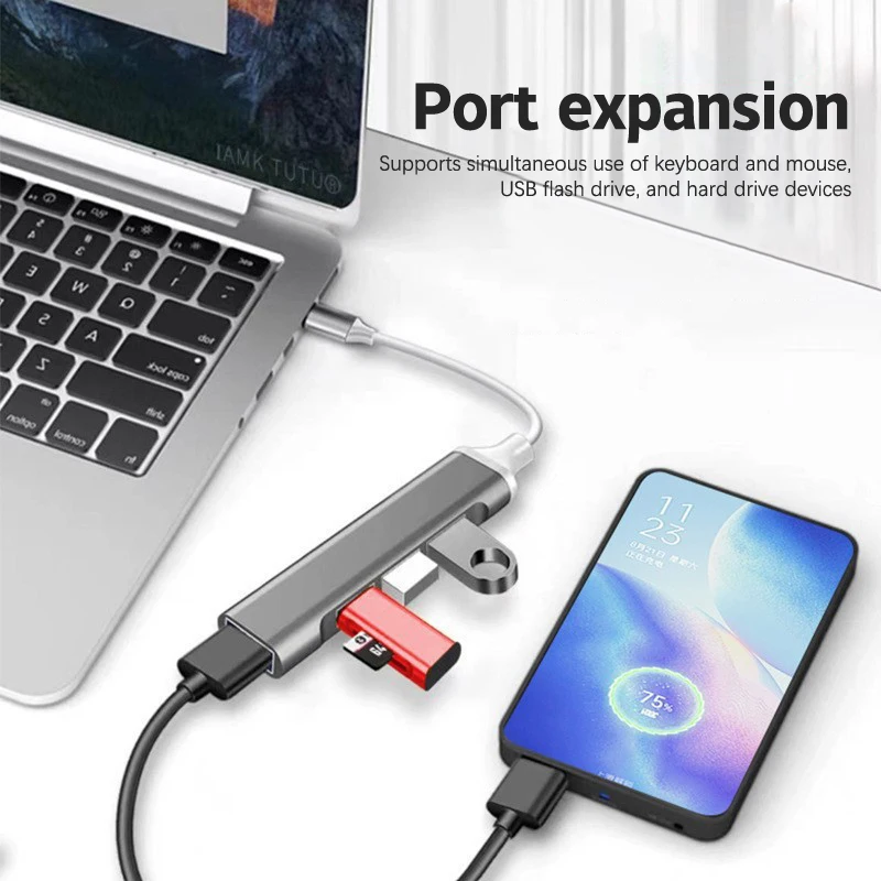 4 Poort Usb 3.0 Hub Usb Hub Hoge Snelheid Type C Splitter 5Gbps Voor Pc Computer Accessoires Multiport Hub 4 Usb 3.0 2.0 Poorten