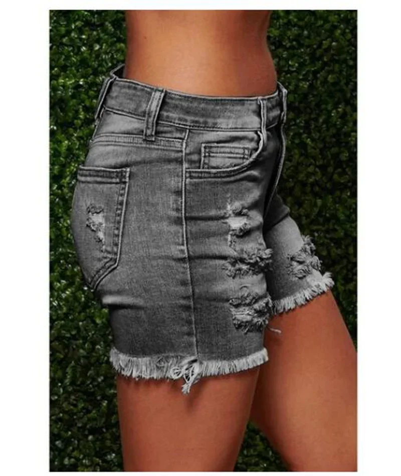 2024 Summer New Women Casual Short Jeans Fashion High Waist Denim Shorts Plus Size Female Hole Ripped Pocket All-match Jeans