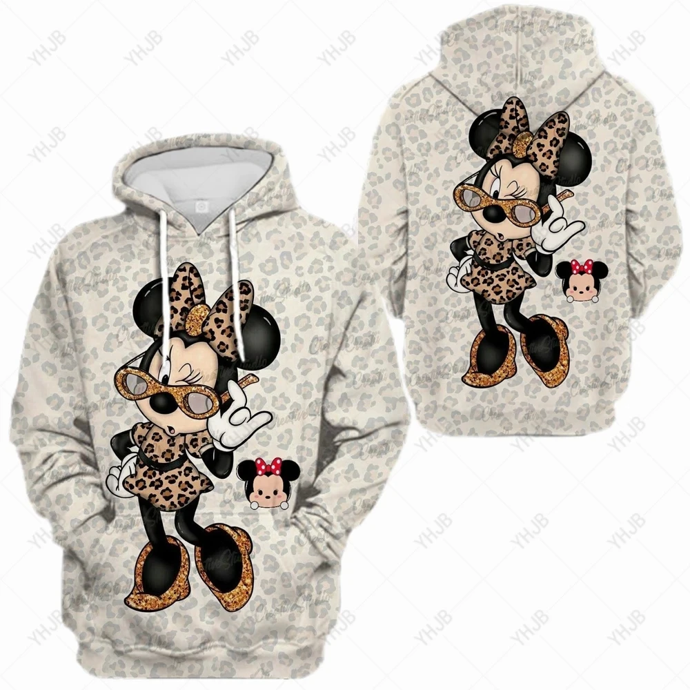 Disney-Moletom feminino impresso Mickey Spice, moletom dos desenhos animados, top, moda versátil, design original