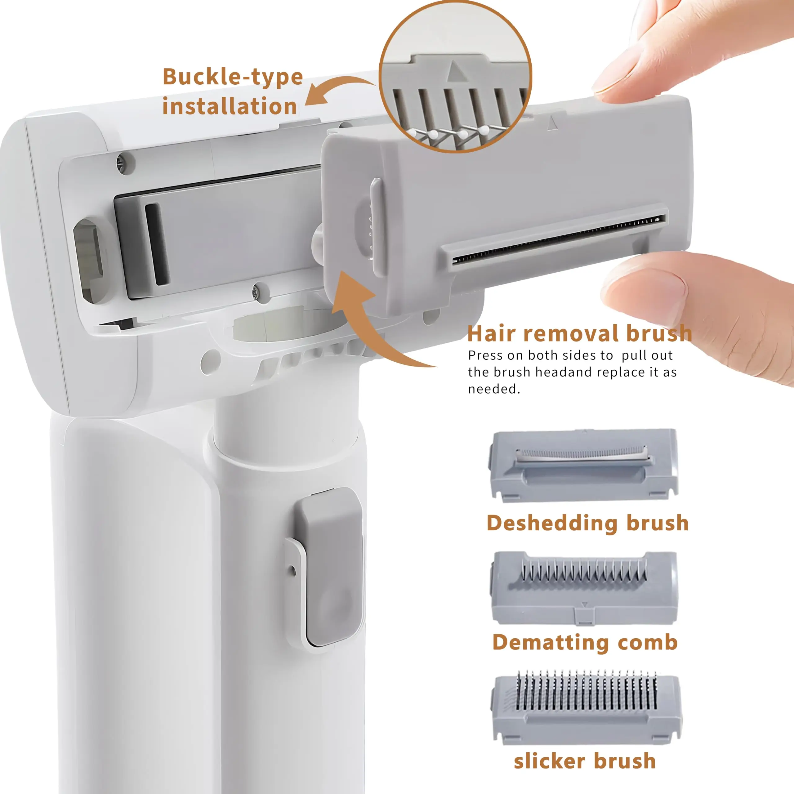 Deshedding Brush And Vacuum Suction Grooming Tool For Pets_voghion.com
