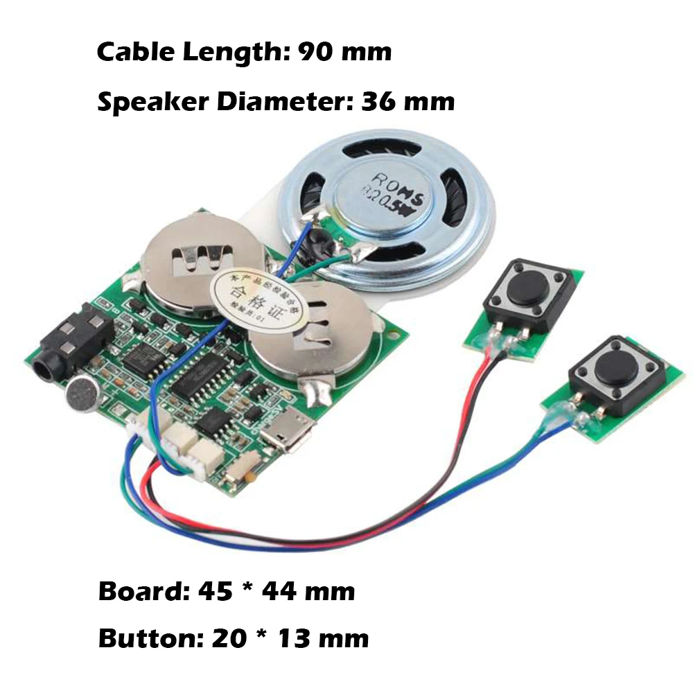 2min Sound beschreibbares Modul MP3-Musik Voice Player Kit Aufnahme Audio herunter ladbar für DIY Gruß karte Geburtstags geschenk 2MB RAM