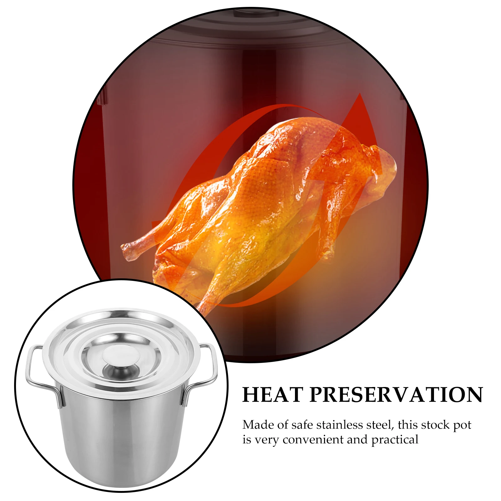 

Garbage Can Stainless Steel Soup Bucket Pot Cookware for Boiling Cooking Stock with Lid
