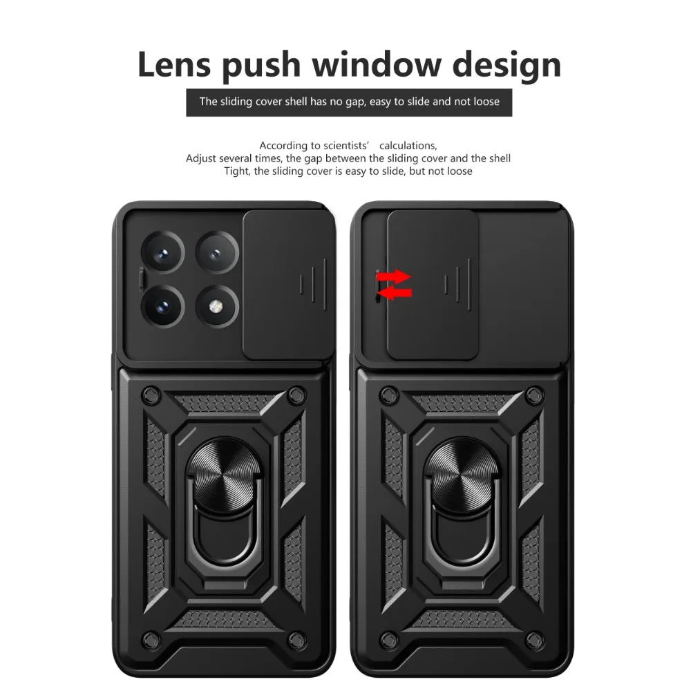 For Xiaomi Mi Poco X6 Pro X6 5G Camera Shockproof Armor Case for POCO M6 PRO 4G 5G C65 Car Magnetic Holder Ring Protect Cover