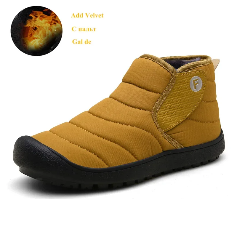 Hot Sale Unisex Winter Boots Waterproof Snow Boots Men Warm Casual Shoes Yellow Plush Ankle Boots Men Big Size 47 botas mujer