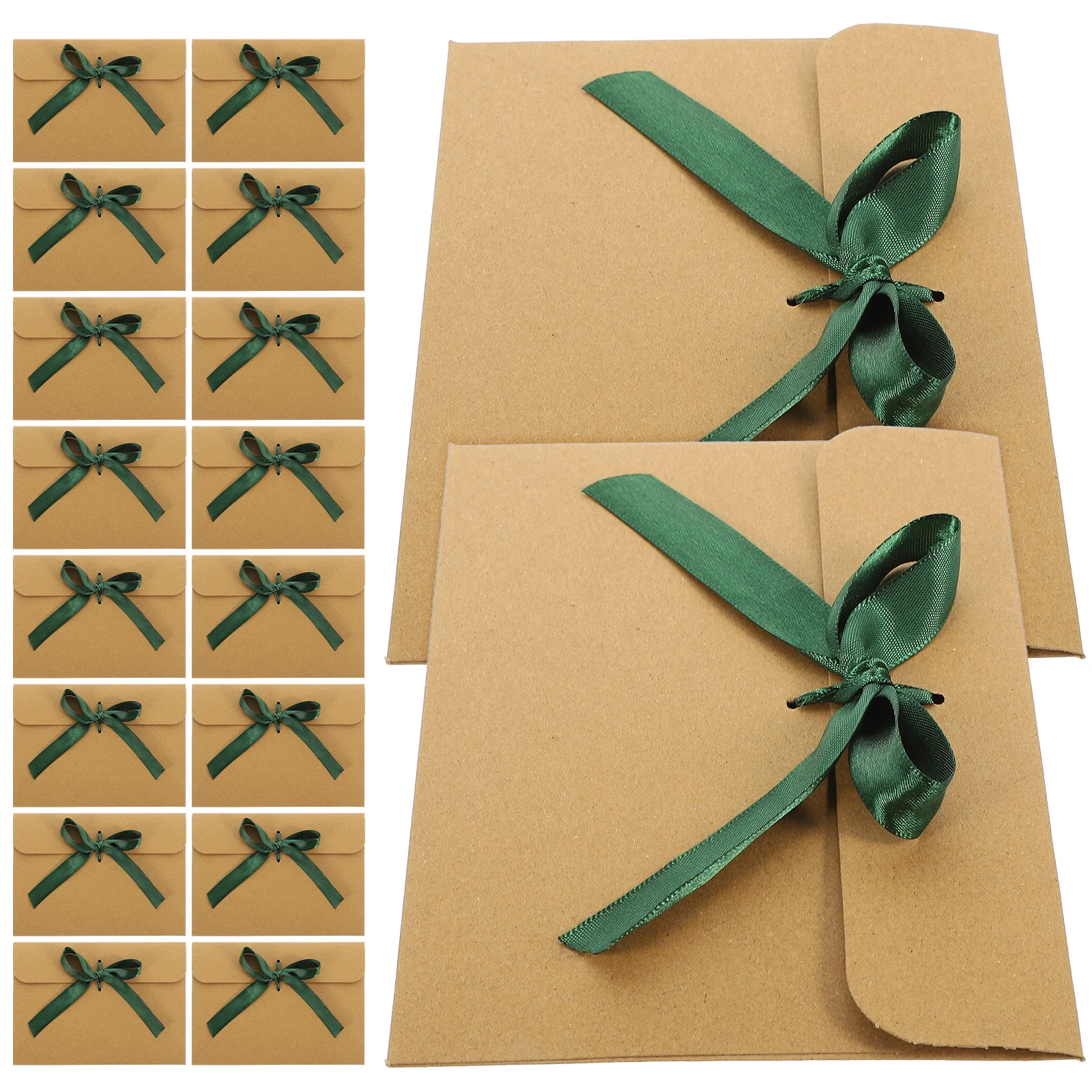 

50Pcs Kraft Paper Vintage Envelopes Bowknot Closure Small Gift Card Holders for Wedding Party Supplies Invitation Envelopes