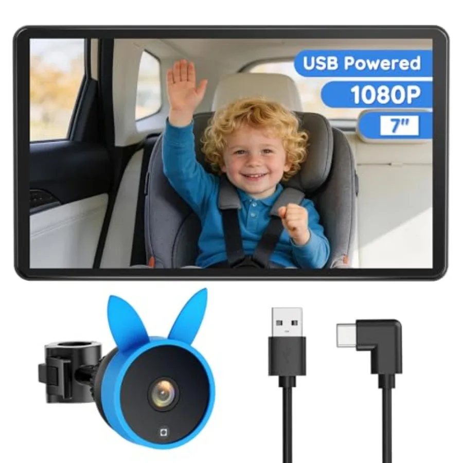 

7-дюймовый автомобильный монитор для наблюдения за ребенком, IPS 1080P, большой экран, USB, Plug & Play, автоматическое ИК ночное видение, для мальчиков, домашних животных, путешествий, незаменимый помощник