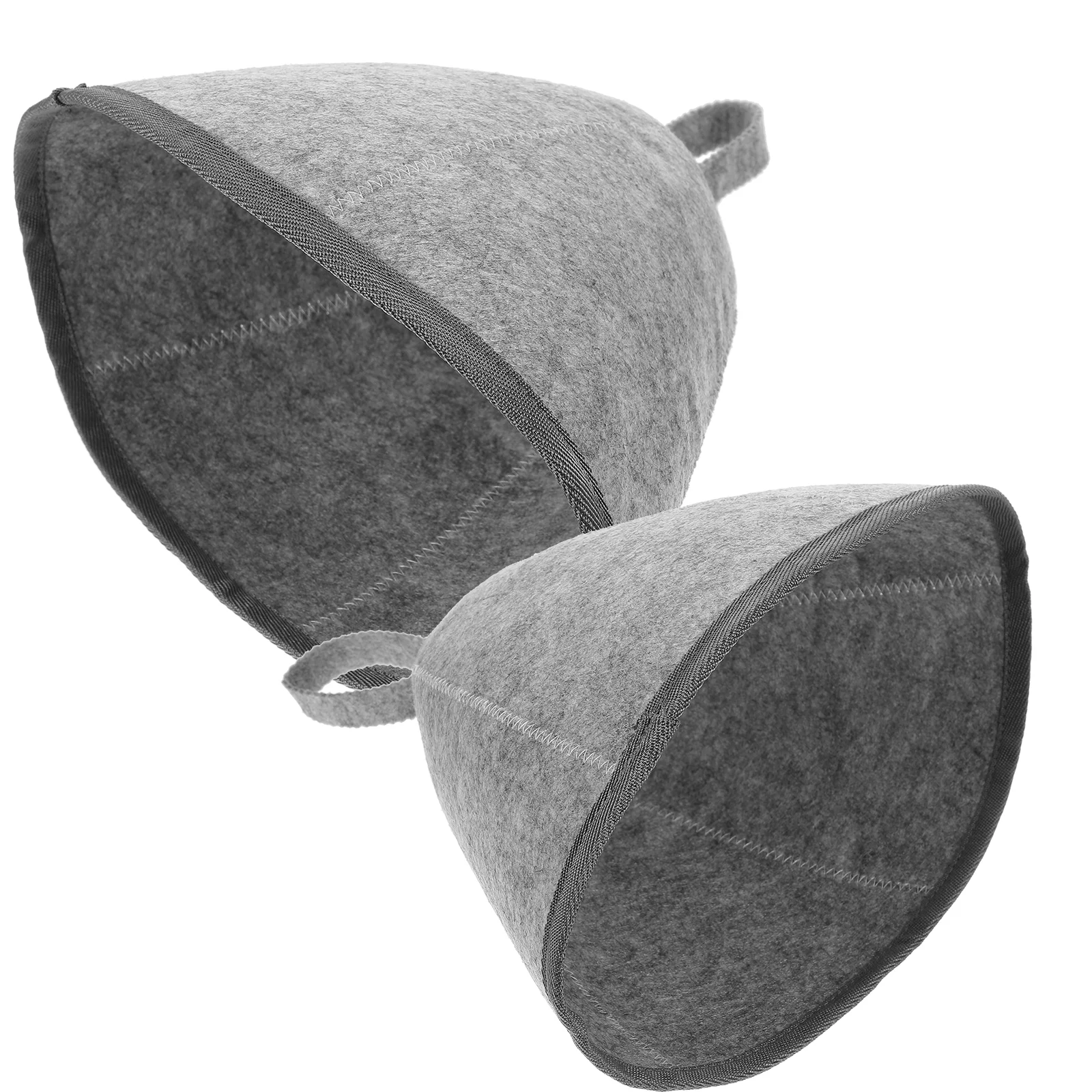 2 Pcs Thick Bath Hats for Sauna Shower Waterproof Felt Unisex Grey Men Women Hair Moisture Absorbing Spa Hat