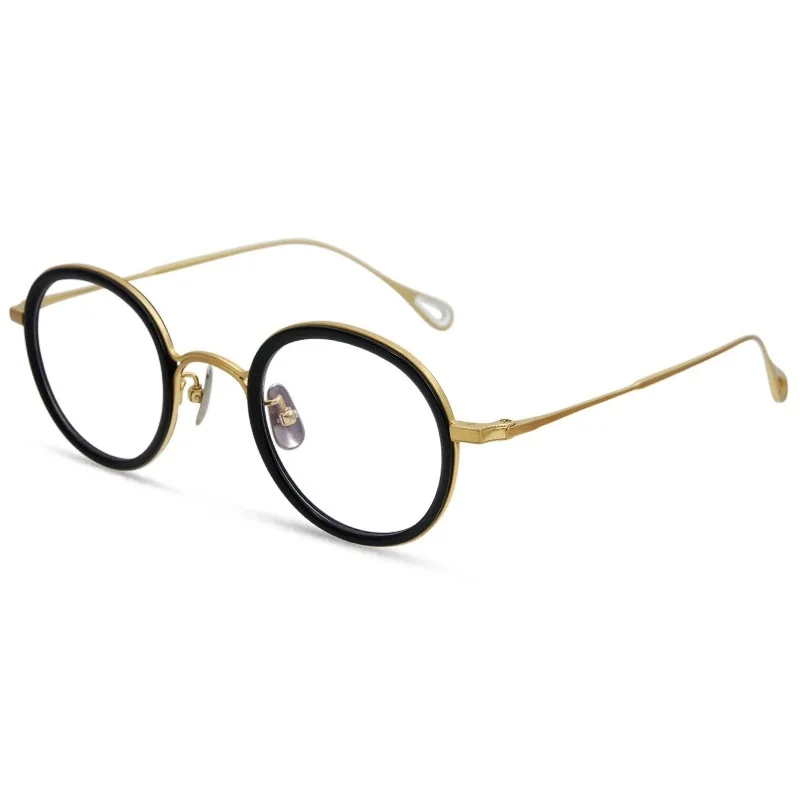 Belight خلات اليدوية البصرية مع التيتانيوم الرجال النساء للجنسين جولة خمر النظارات الرجعية إطار مشهد U-140