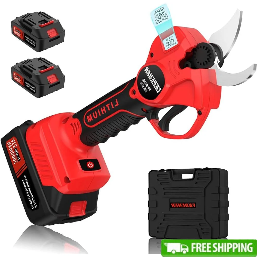 

Cordless Electric Pruning Shears with LCD Display Battery Powered High Carbon Steel Blades Rechargeable Lithium Battery