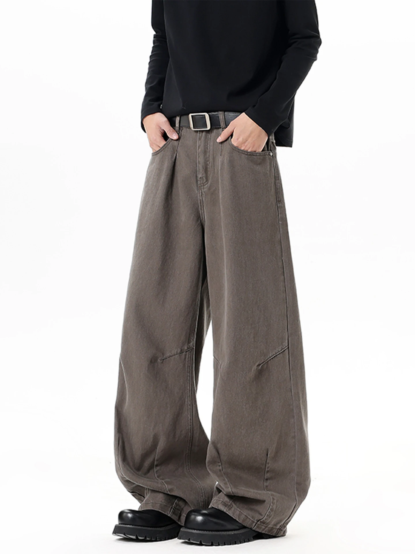 

Retro American Men's Jeans Spring Trendy High Street Worn Wide Leg Casual Loose Straight Tube Anti-Wrinkle Jeans