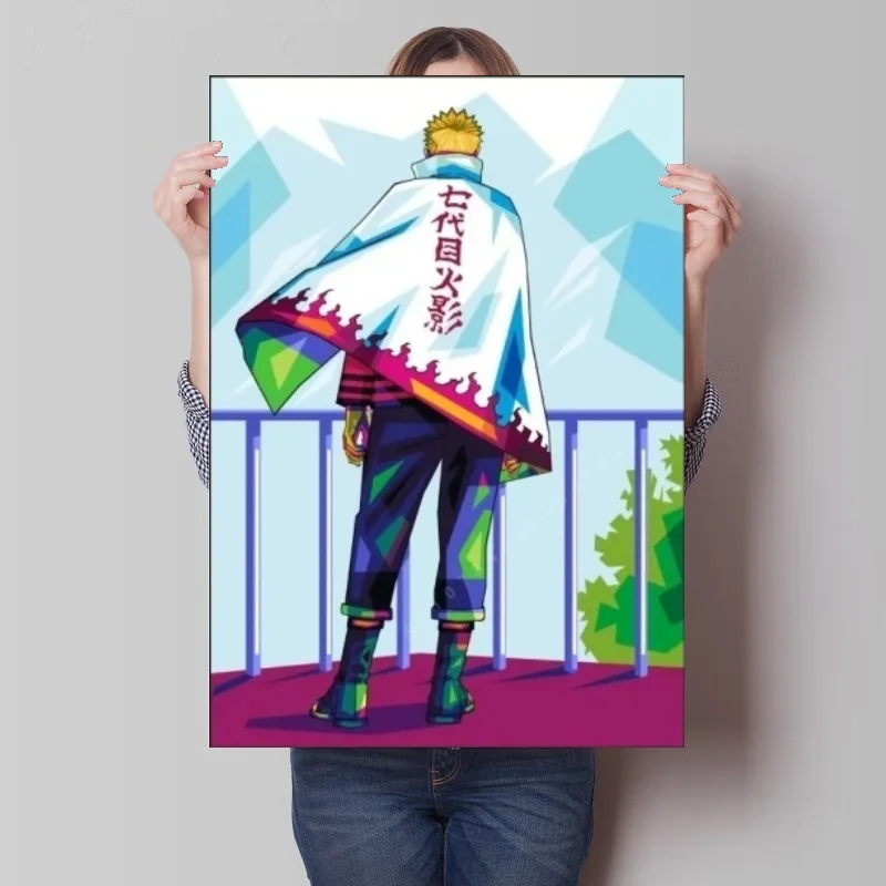 Toile de peinture périphérique d'anime colorée Naruto, image de figurine suspendue, affiche esthétique, mur d'art, décoration de chambre d'enfants de maison