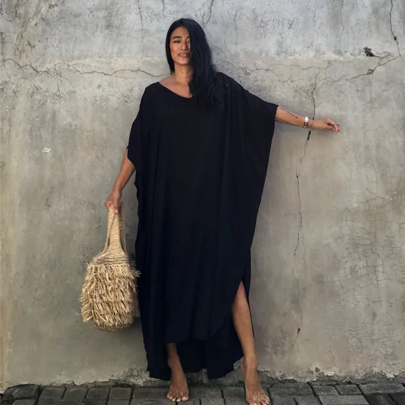 SuperAen 2025, Sommer, neuer europäischer und amerikanischer Stil, Baumwolle, lange, lockere Taille, Oversize-Gürtel, Sonnenschutz, lässiges Cover-Ups-Kleid