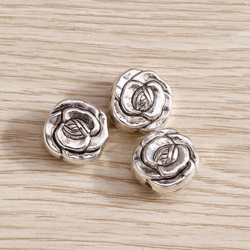 Tusember 20 Stück Antik-Silberfarbene Rosenblüten-Charms-Perlen-Anhänger für Halsketten, Ohrringe, handgefertigte Schmuckzubehörteile, DIY-Schmuck – Detail 5
