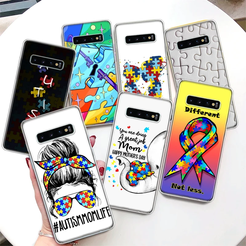 Autism Support Puzzle Coque Phone Case For Samsung Galaxy S24 S23 Ultra S22 S21 S20 FE S10 Plus S10E S9 S8 + Lite Soft Cover