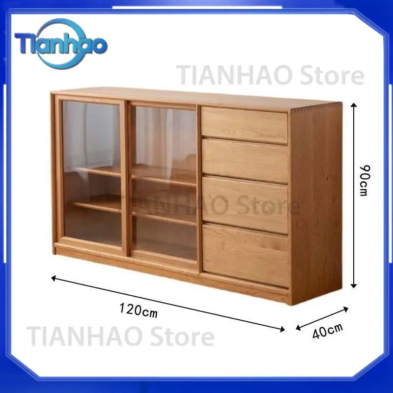 Dining Side Cabinet for Apartment Living Room Locker Light Luxury Bucket Style Integrated Wall Mounted Solid Wood Modern