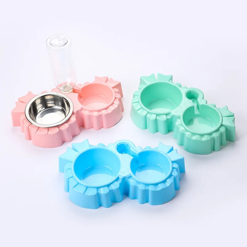 

2 in 1 Double Cat Feeder Automatic Water Refill Dual Bowl Nonslip Pet Feeding Station Food Water Dispenser for Kitten Puppy