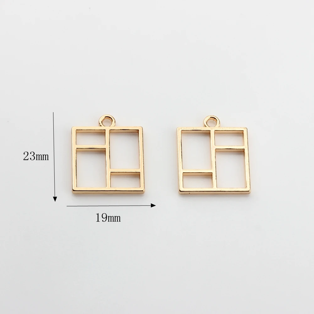 Zinc Alloy Charms Pendant  Hollow Square UV Resin Charms Charms Pendants 5pcs For DIY Jewelry Making Finding Accessories