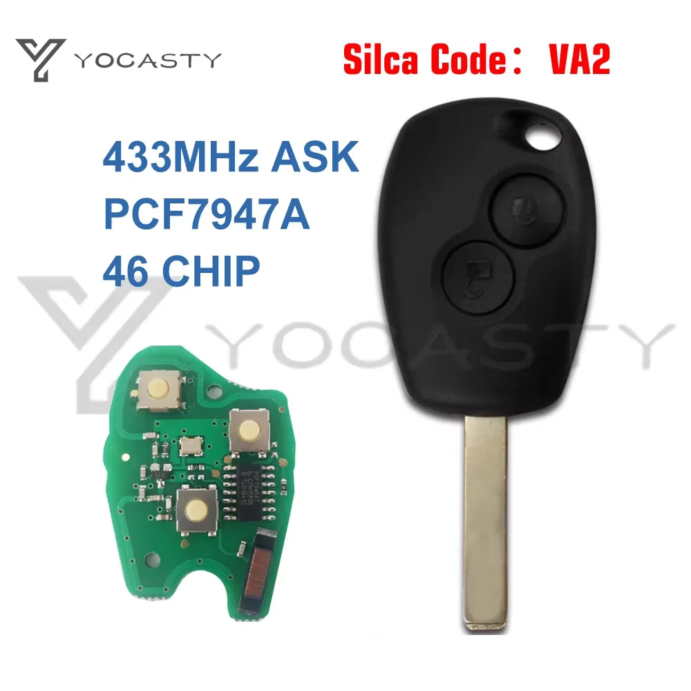 YOCASTY PCF7946A PCF7947A VA2 Remote Car Key Fob for Renault Wind Clio Modus Kangoo Master Twingo 2004 2005 2006 2014 2015 2016