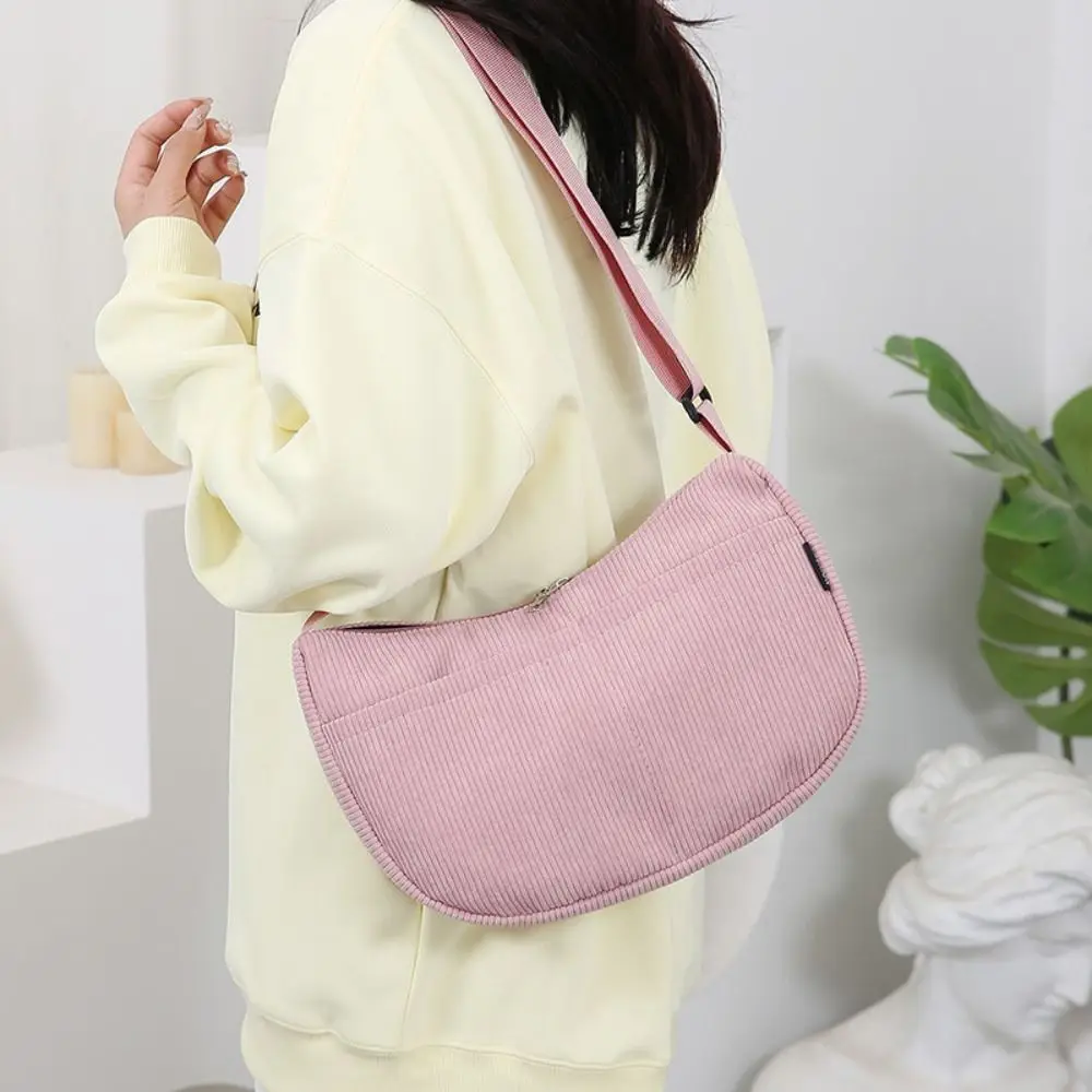 Large Capacity Corduroy Shoulder Bag Cotton Cloth Korean Style Solid Color Shoulder Bag Handbag Tote Bag Canvas Handbag Travel